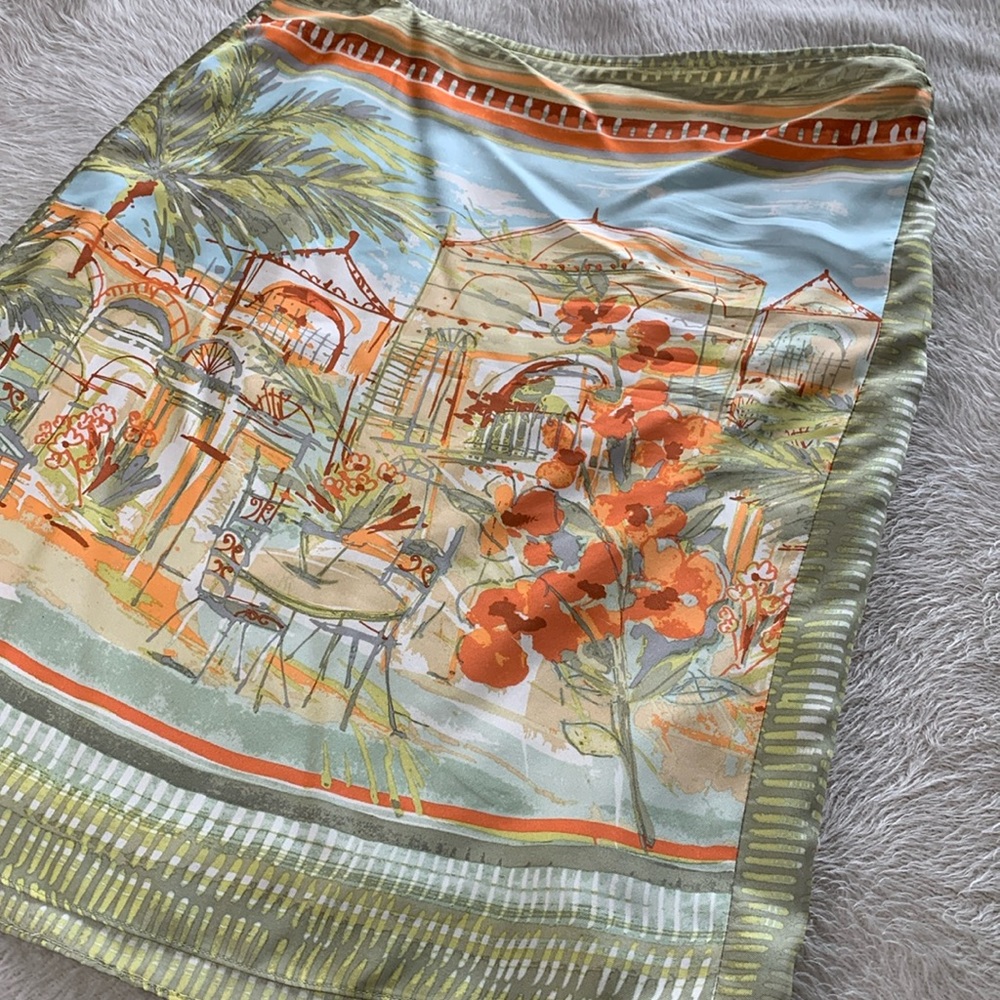 Sigrid Olsen silk cafe scene a line size 12 skirt